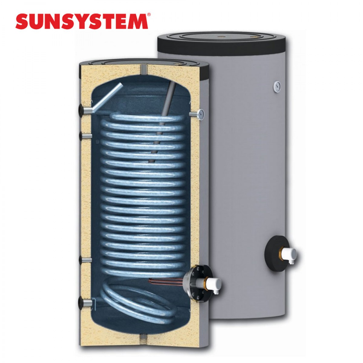 Emaliuotas vandens šildytuvas 150 L su 1,4m2 šilumokaičiu Sunsystem SWPN150